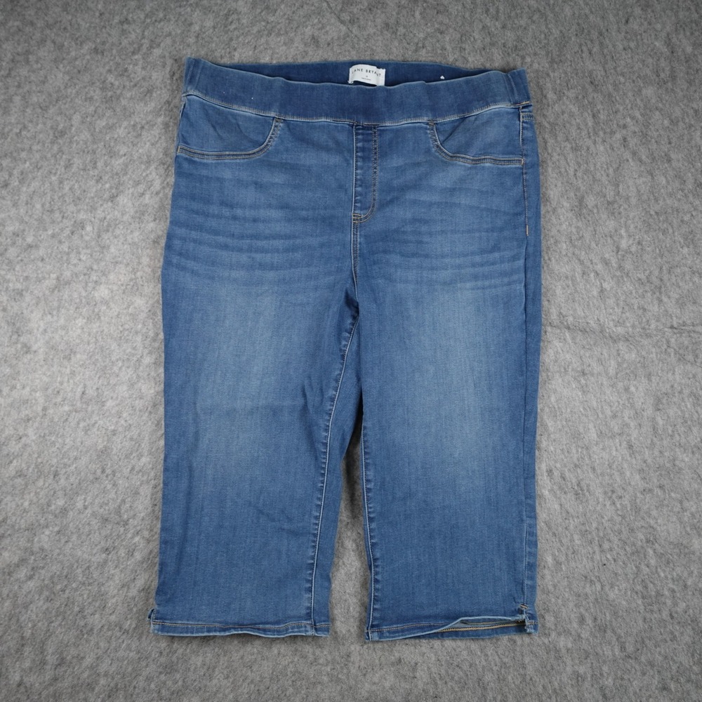 Lane Bryant Jeans Women 18 Blue High Rise Pull On Pedal Pusher Stretch Capri